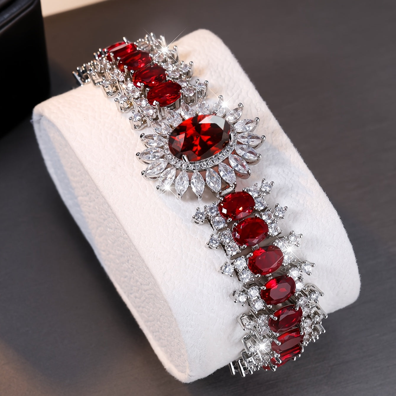 ANGOL Red Square Bezel Bracelet