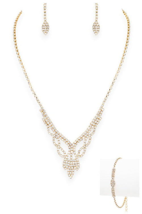 3 IN 1 Rhinestone Bridal Neccklace Set
