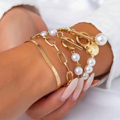 4pcs Golden-Toned Bracelet Set