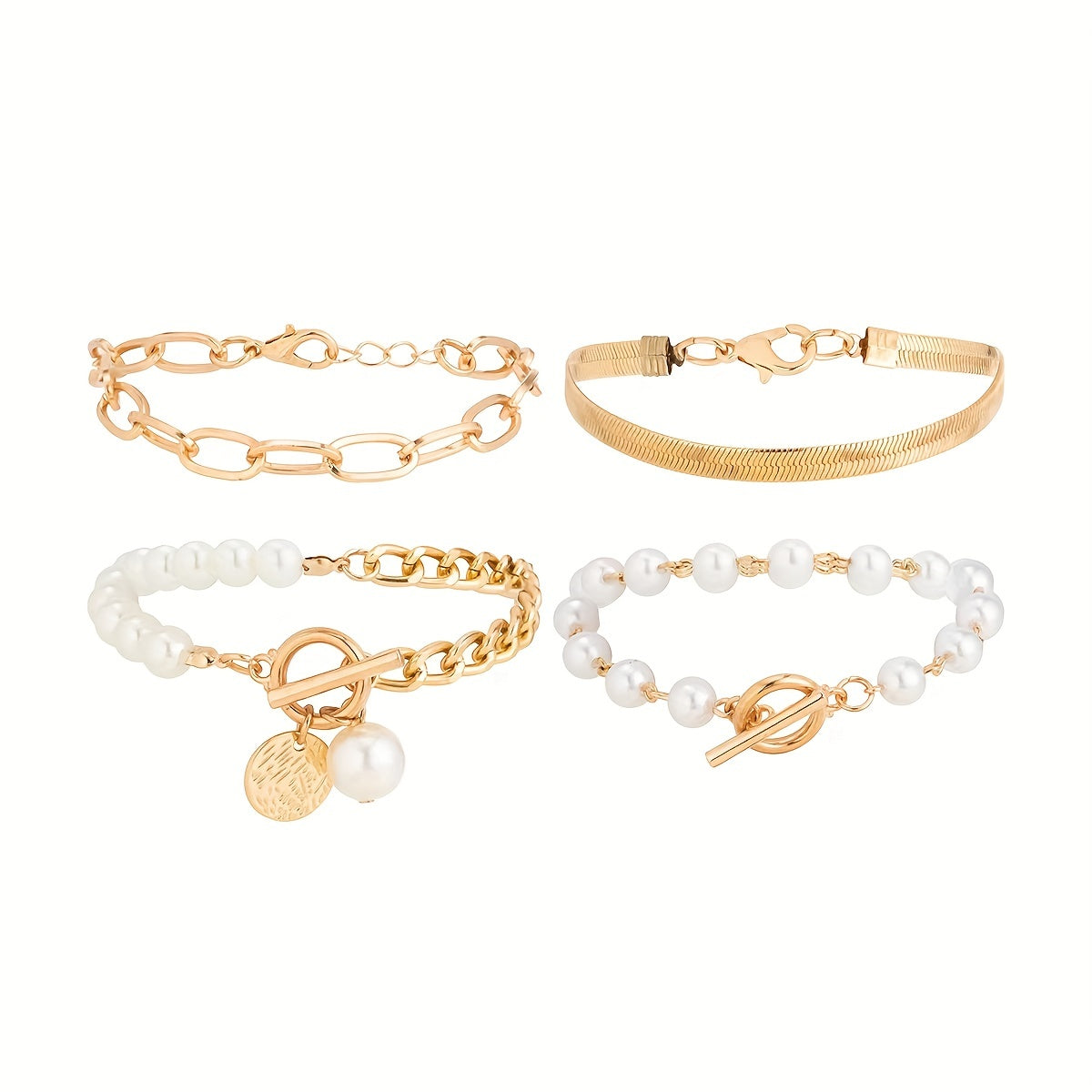 4pcs Golden-Toned Bracelet Set