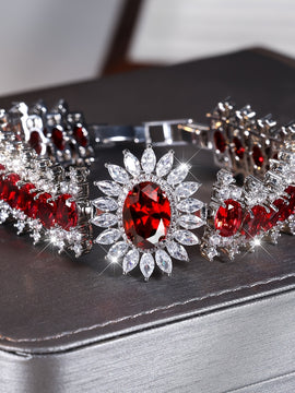 ANGOL Red Square Bezel Bracelet