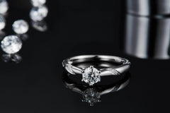 Elegant Moissanite Solitaire Silver Ring