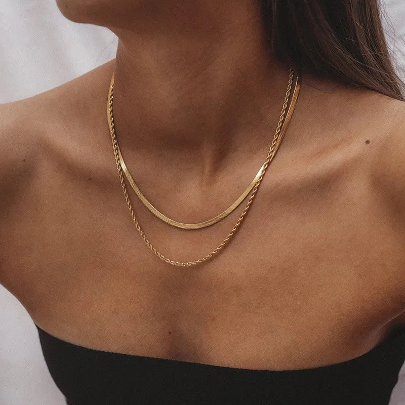 Double Layer Herringbone Necklace