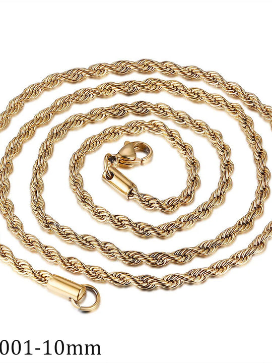 Gold Twisted Rope Chain Necklace