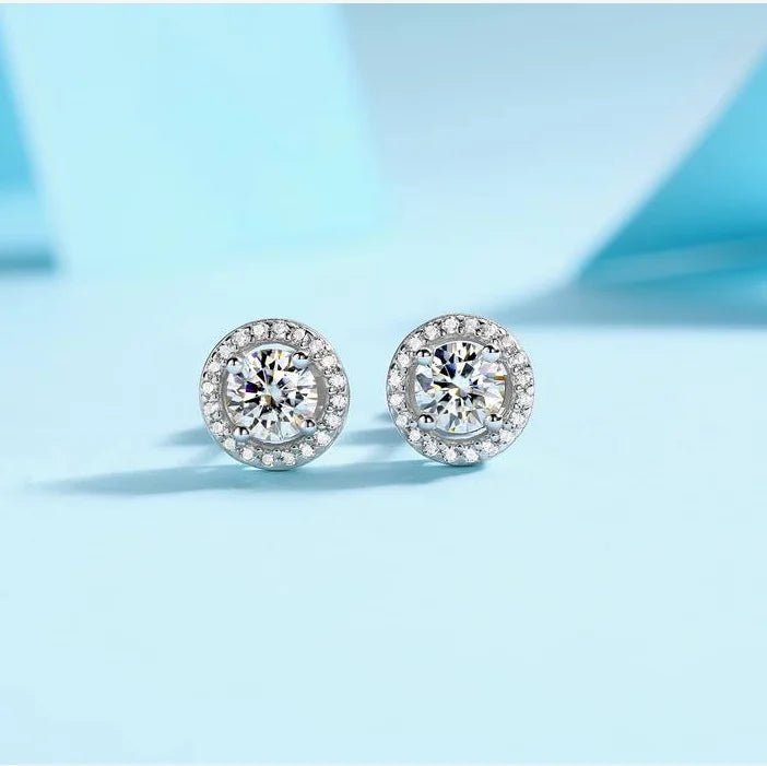 GRA Moissanite Sterling Silver Stud Earrings