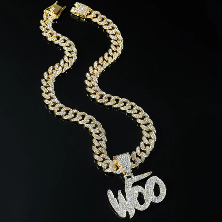 Moissanite Initial Pendant Cuban Chain Necklace