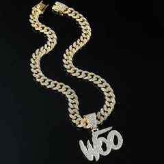 Moissanite Initial Pendant Cuban Chain Necklace