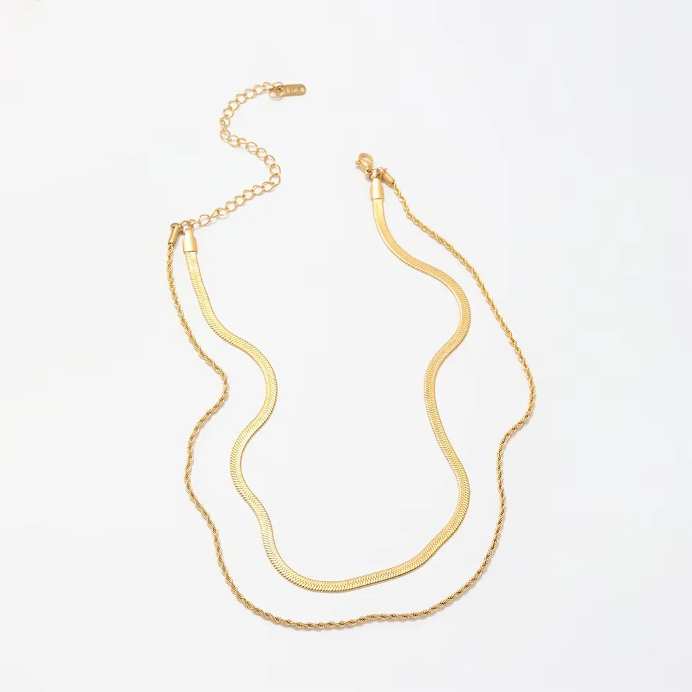 Double Layer Herringbone Necklace