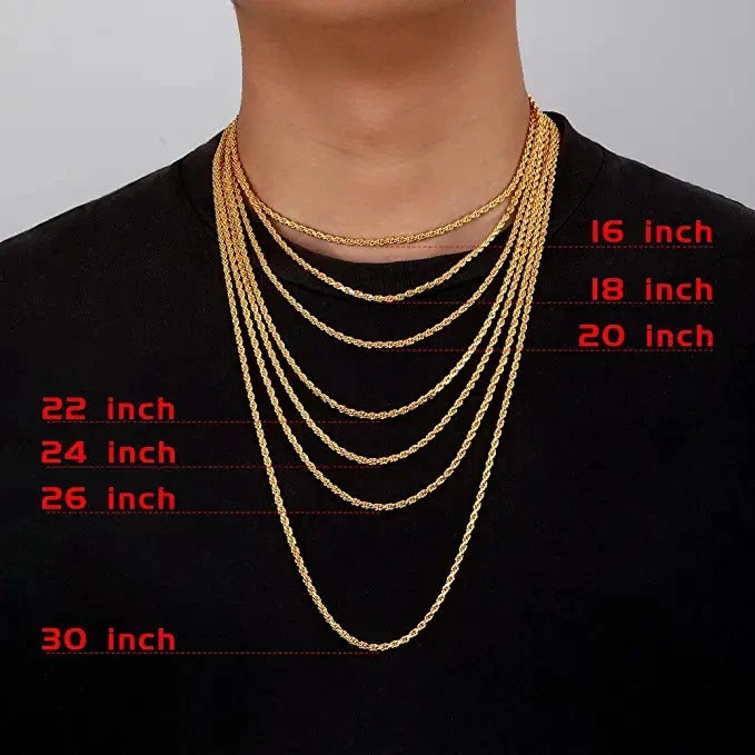 Gold Twisted Rope Chain Necklace