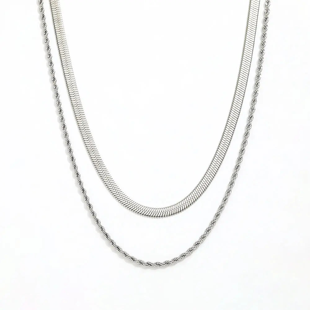 Double Layer Herringbone Necklace