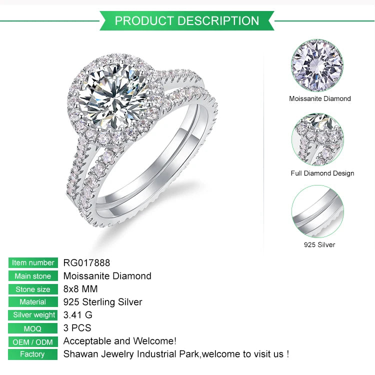 8mm Moissanite Diamond Ring Set