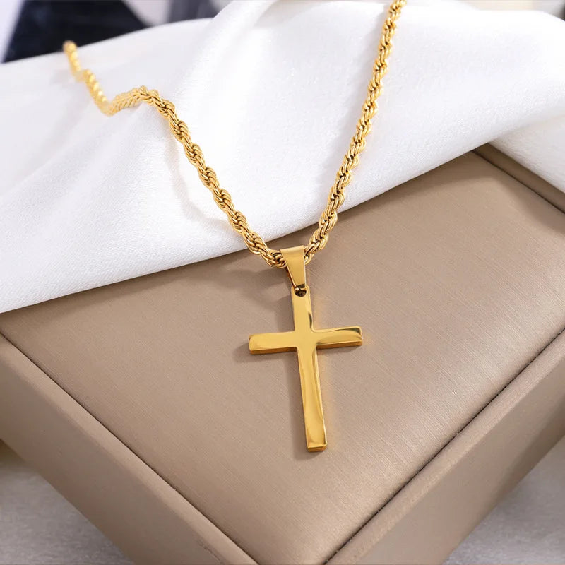 Gold Cross Pendant Necklace