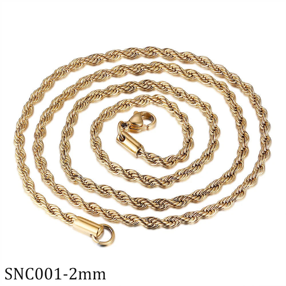 Gold Twisted Rope Chain Necklace