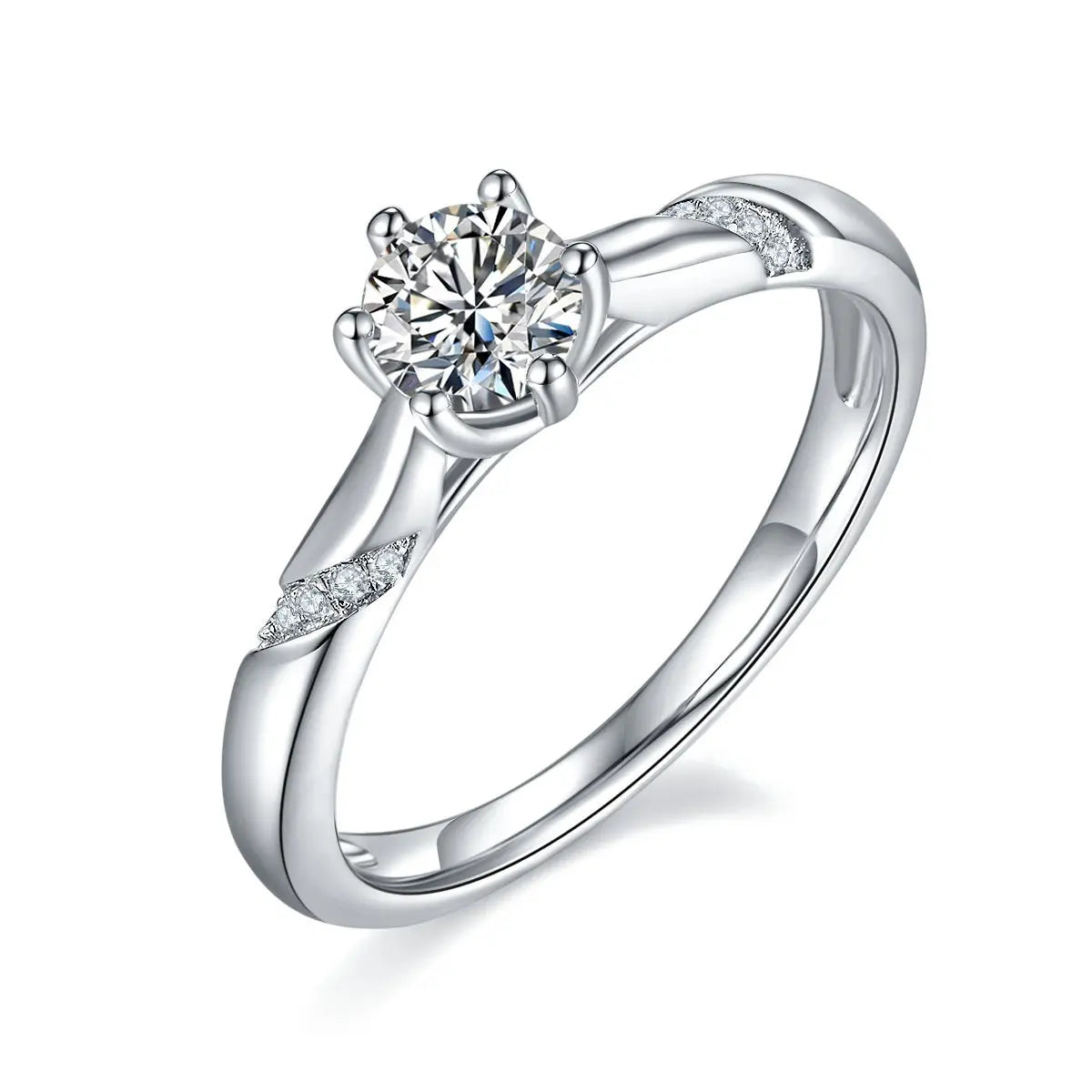 Elegant Moissanite Solitaire Silver Ring