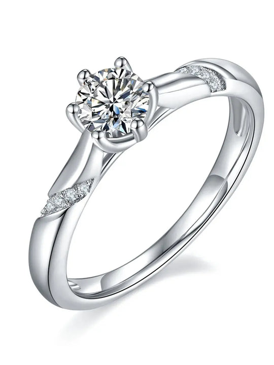 Elegant Moissanite Solitaire Silver Ring