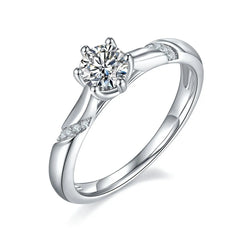Elegant Moissanite Solitaire Silver Ring