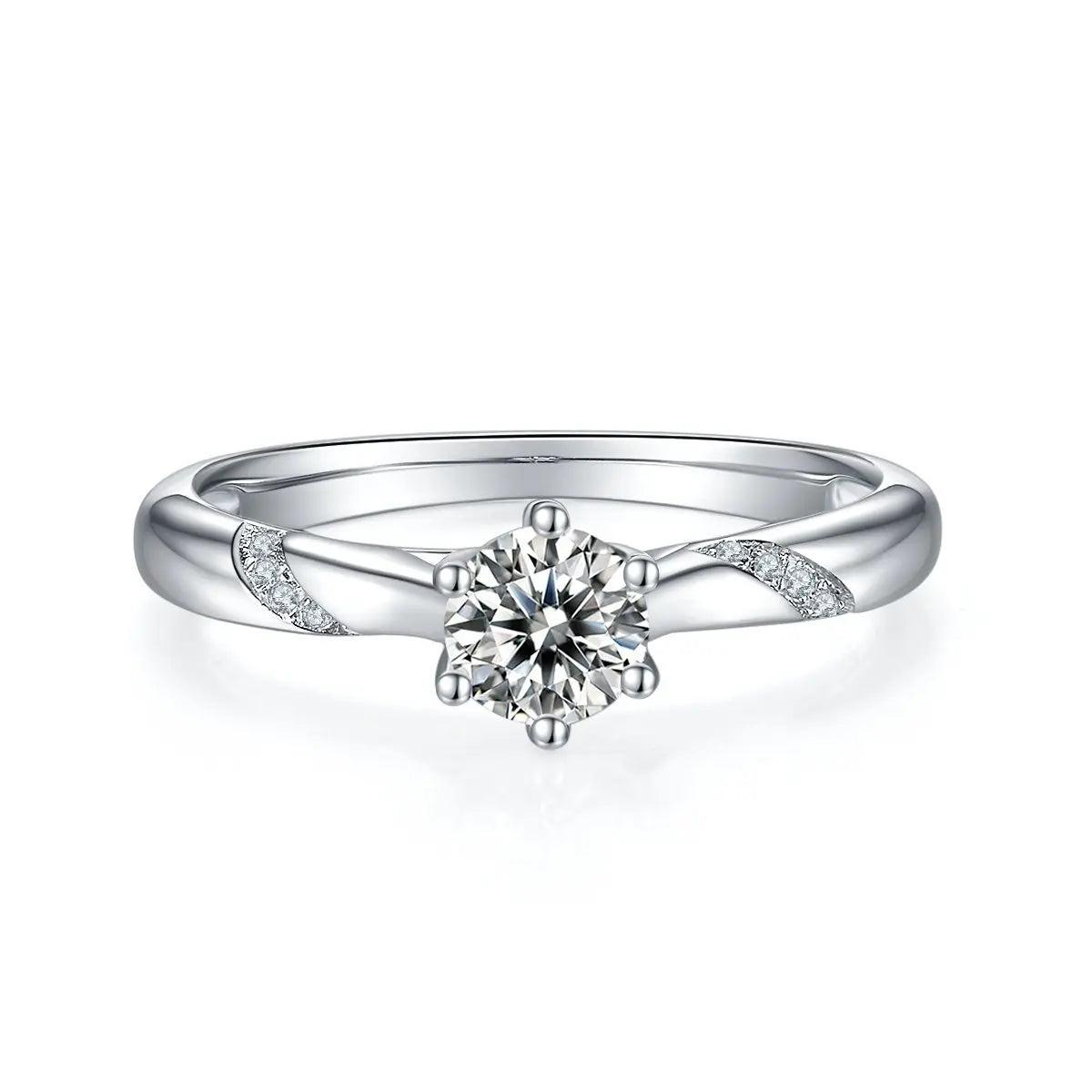 Elegant Moissanite Solitaire Silver Ring
