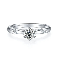 Elegant Moissanite Solitaire Silver Ring