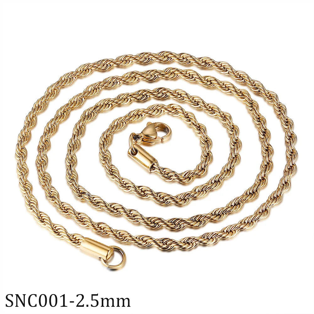 Gold Twisted Rope Chain Necklace