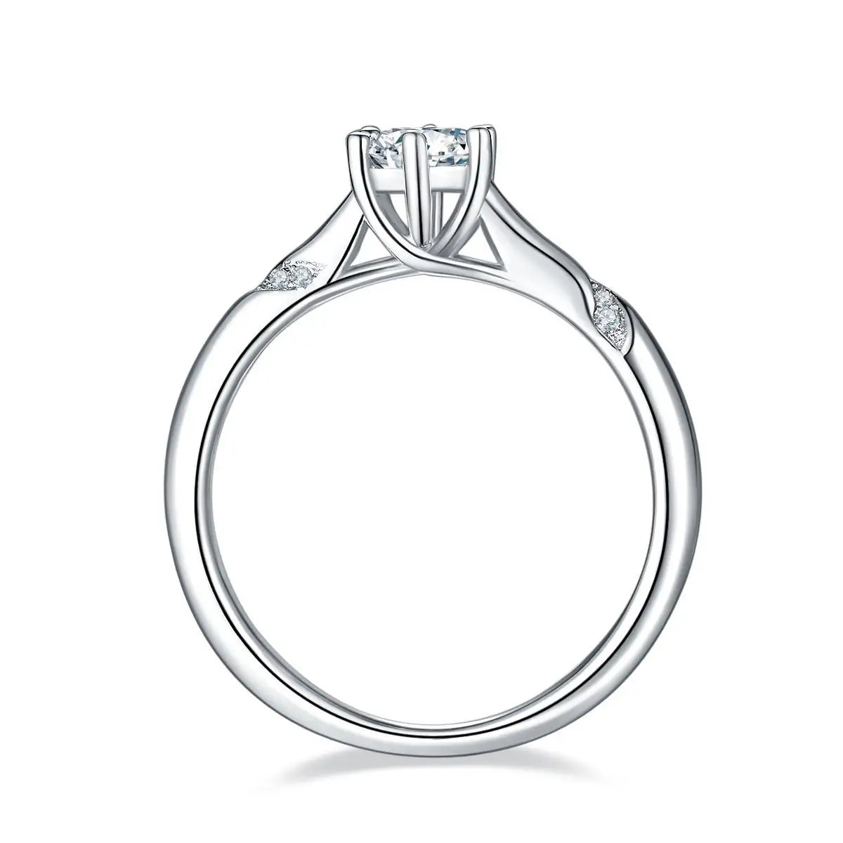 Elegant Moissanite Solitaire Silver Ring