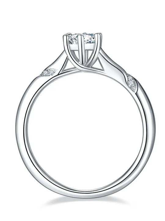 Elegant Moissanite Solitaire Silver Ring