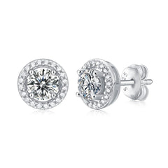 GRA Moissanite Sterling Silver Stud Earrings