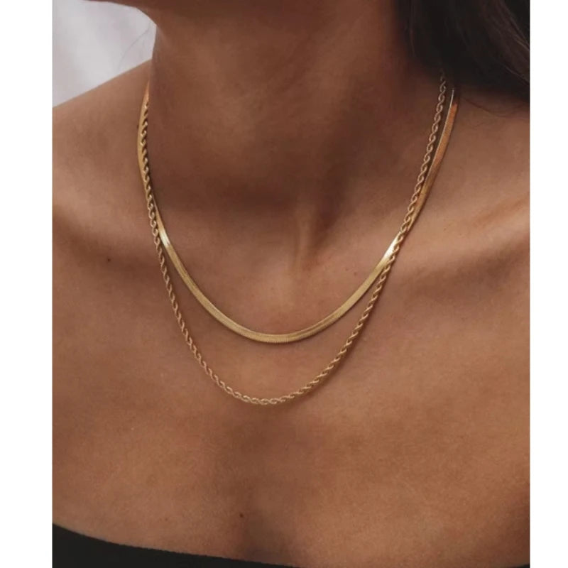 Double Layer Herringbone Necklace