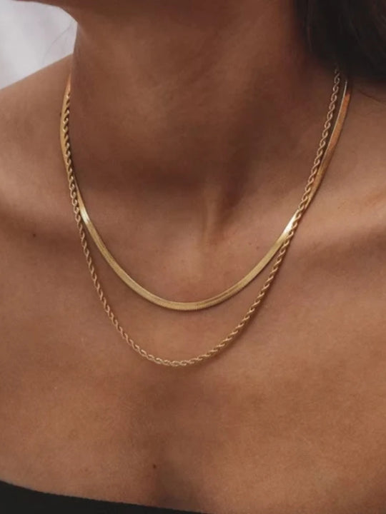 Double Layer Herringbone Necklace