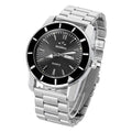 stainless steel band black watch dial