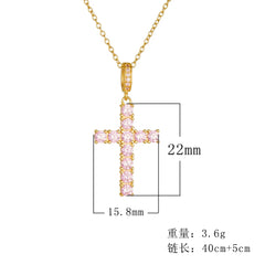 Luxury Pink Silver Cross Necklace