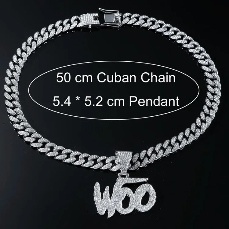 Moissanite Initial Pendant Cuban Chain Necklace