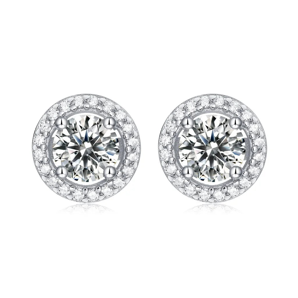 GRA Moissanite Sterling Silver Stud Earrings