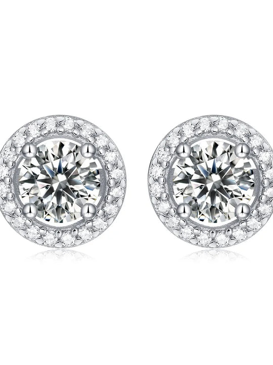GRA Moissanite Sterling Silver Stud Earrings