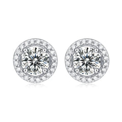 GRA Moissanite Sterling Silver Stud Earrings