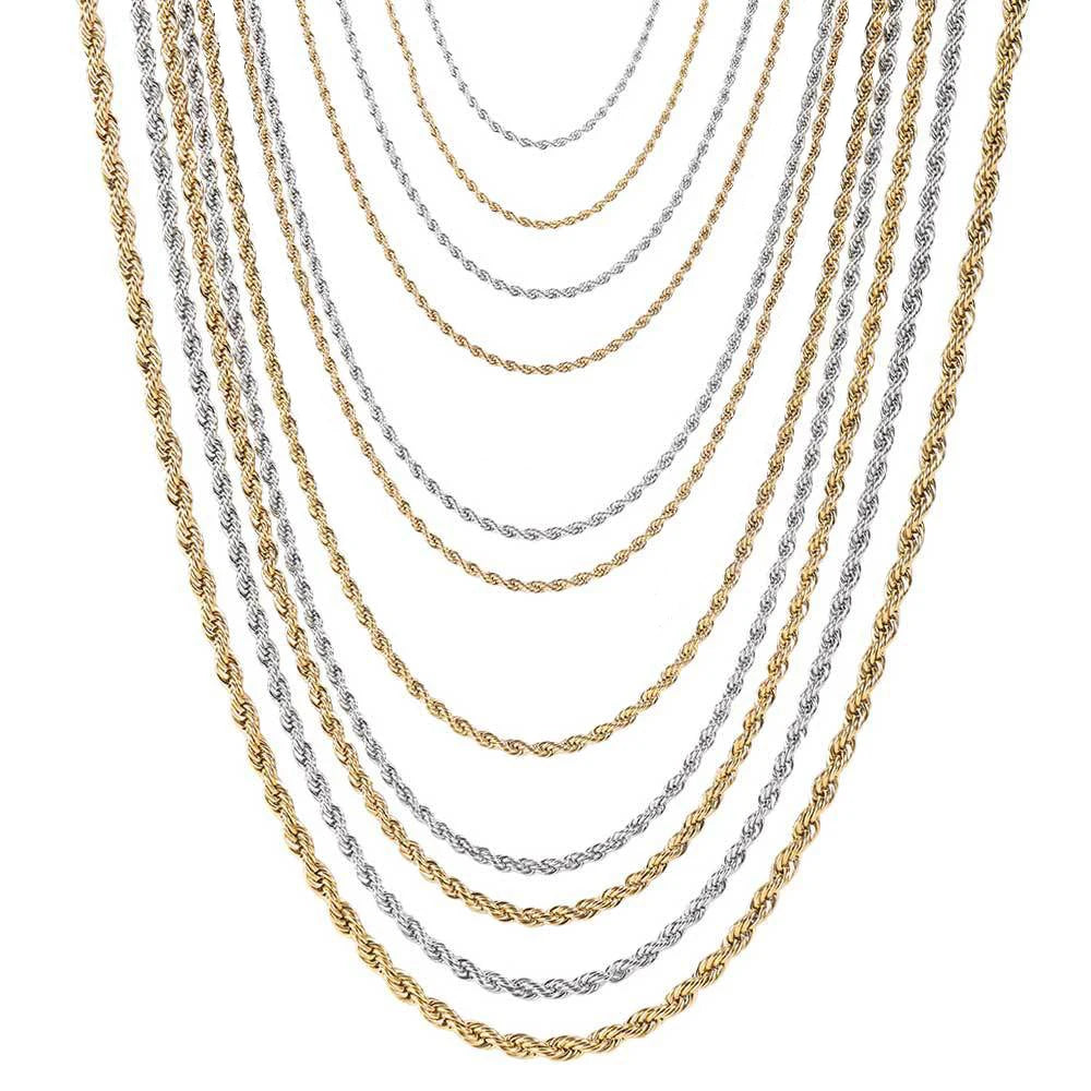 Gold Twisted Rope Chain Necklace
