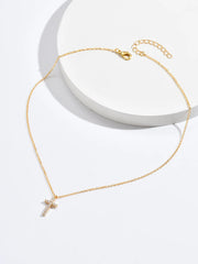 Fashion Gold Zircon Cross Necklace