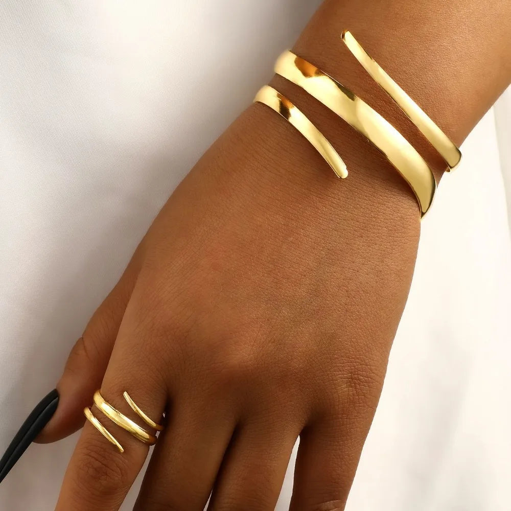 Gold Bracelet and Ring Jewelry Set