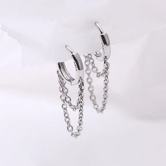 Korean Cross Arc Long Drop Earrings