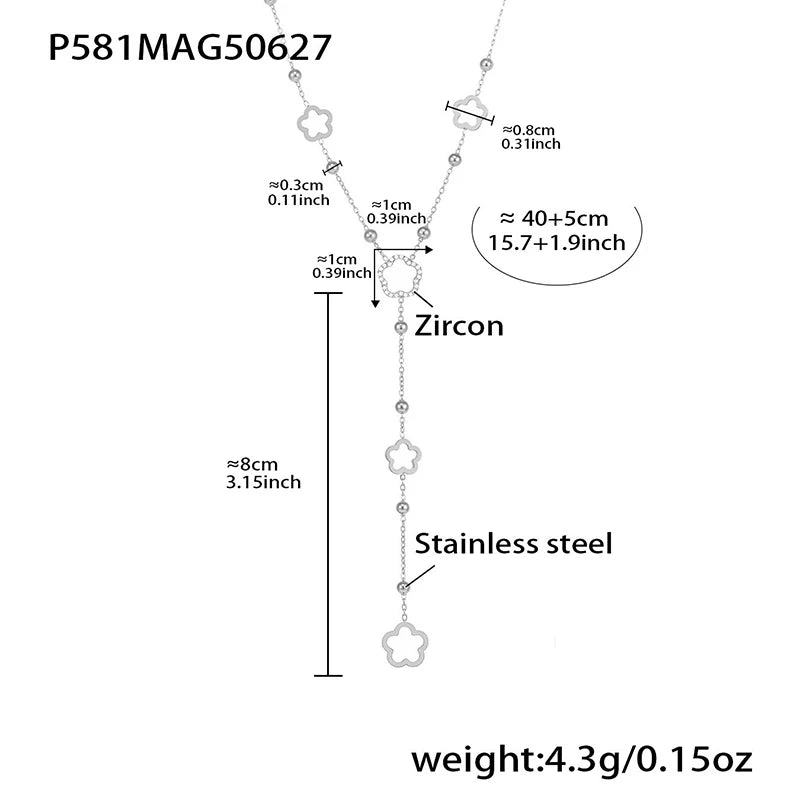 Stainless Steel Flower Pendant Necklace