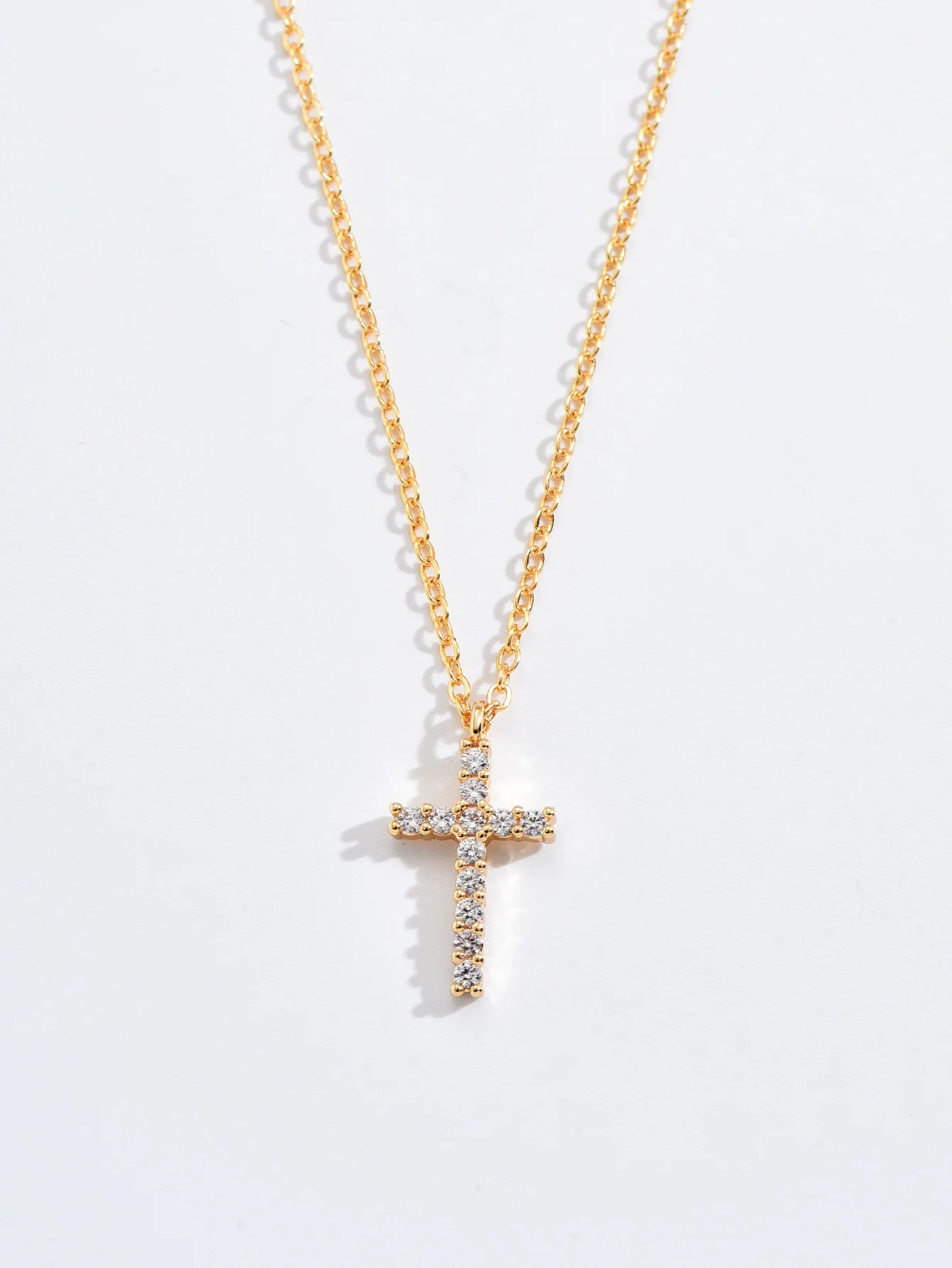 Fashion Gold Zircon Cross Necklace