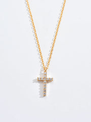 Fashion Gold Zircon Cross Necklace