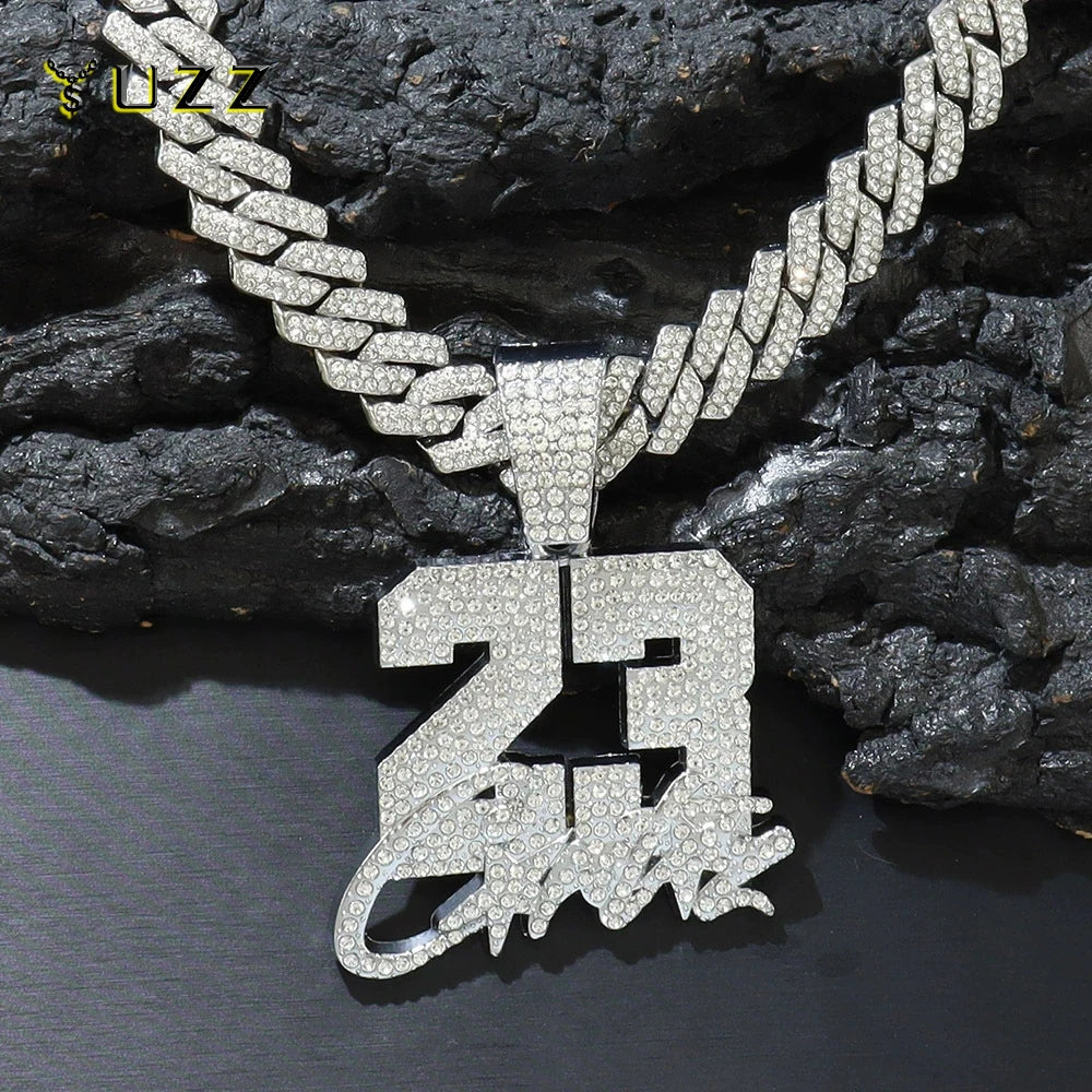 Number 23 Pendant Cuban Chain Necklace