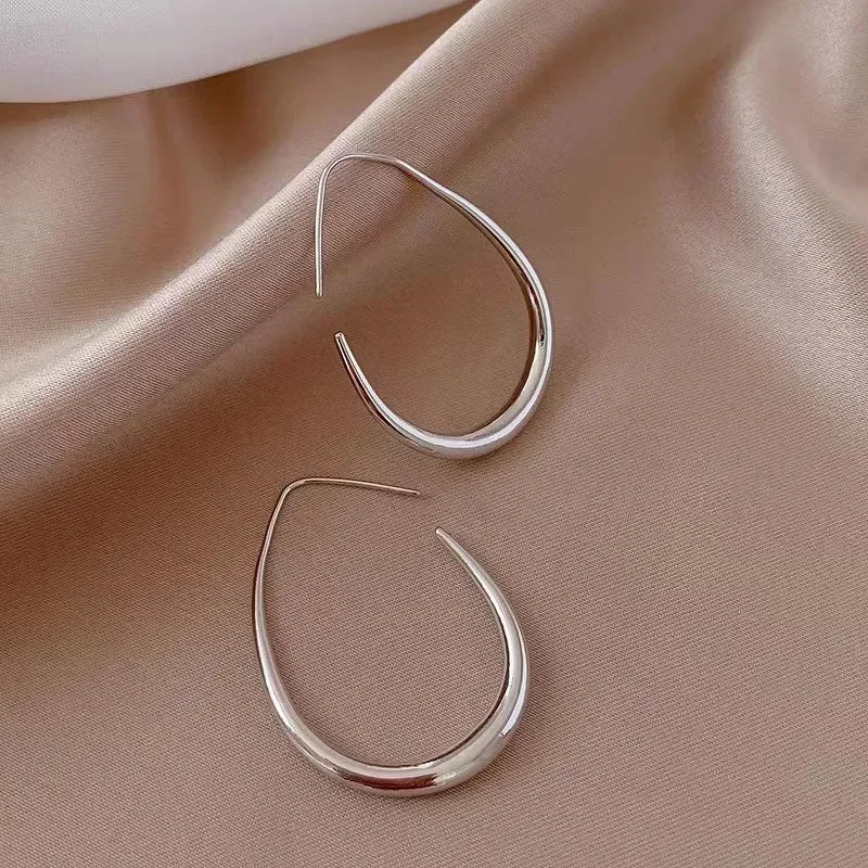 Geometric Oval Hoop Earrings