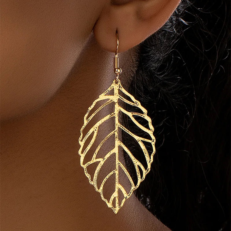 Hollow Leaf Drop Earrings