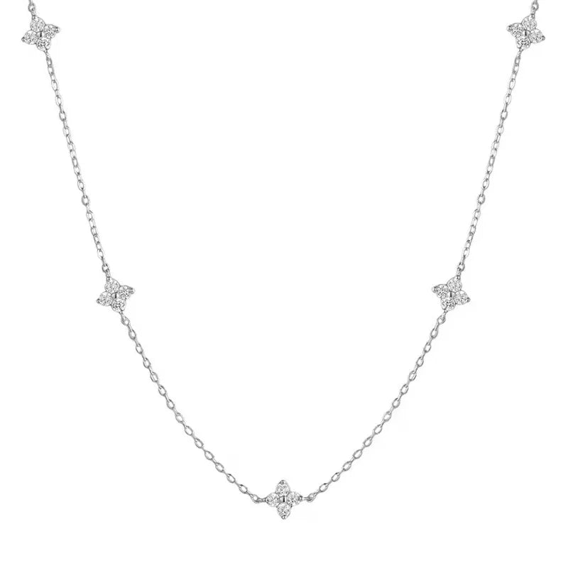 Four-Leaf Flower Zircon Necklace
