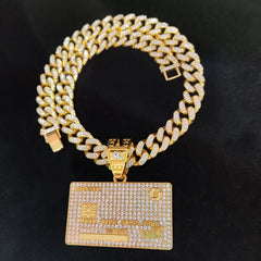 Men’s Bank Card Pendant Cuban Chain Necklace