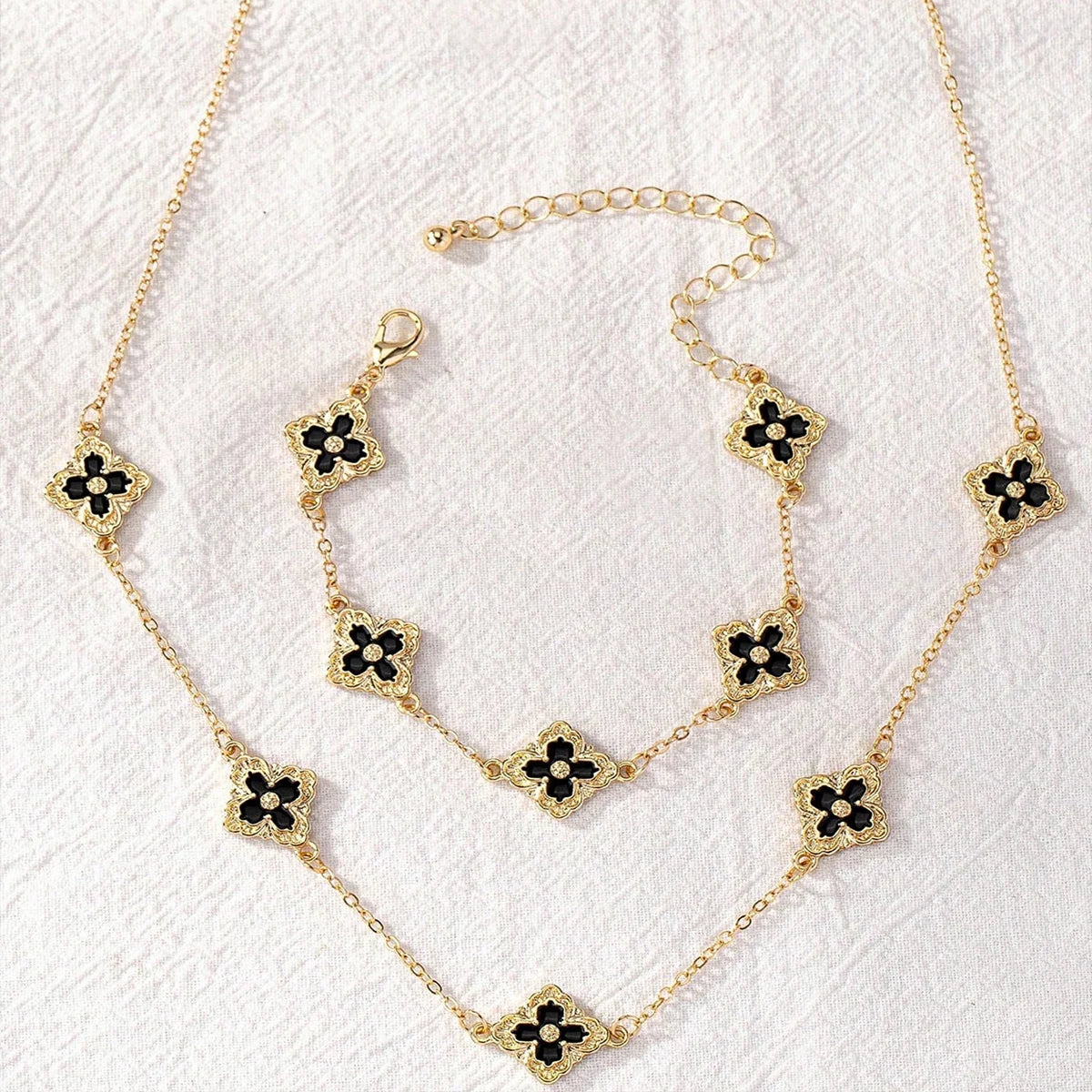 Necklace Bracelet Elegant Floral 2 PCS Jewelry Set