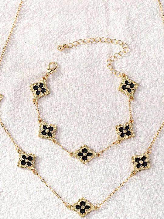 Necklace Bracelet Elegant Floral 2 PCS Jewelry Set