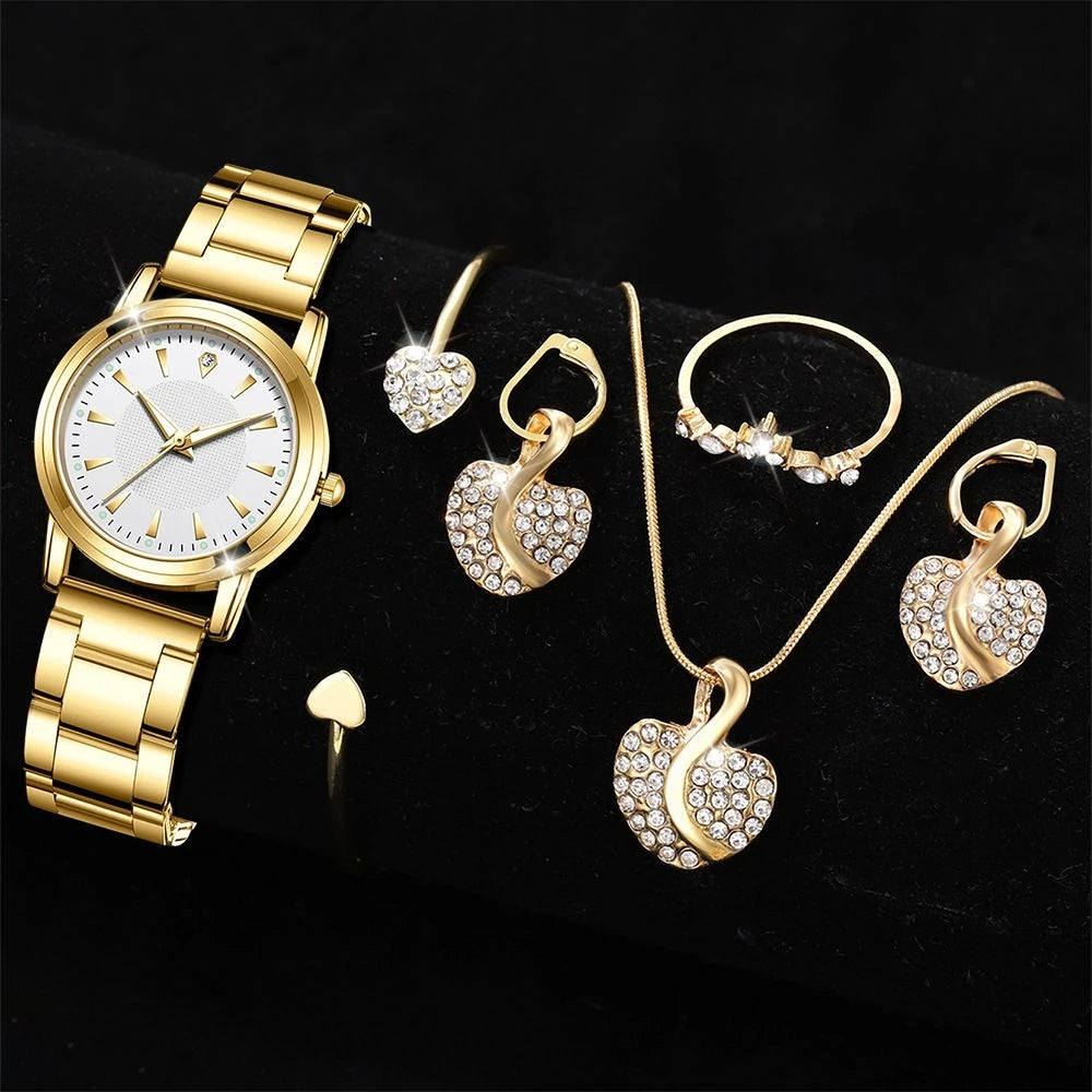 Quartz Watch Gold Luxury Set