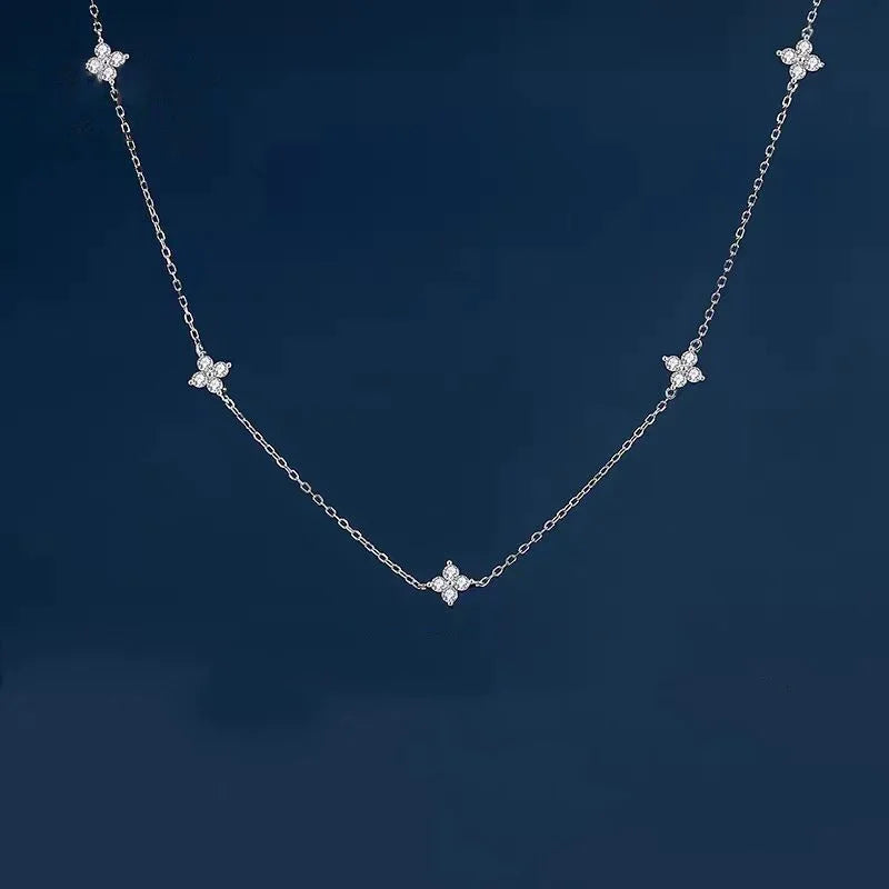 Four-Leaf Flower Zircon Necklace